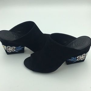 Tory Burch suede black leather wedge shoes size 6